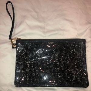 Victoria Secret Pouch- Clear with Black Lace